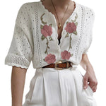 Load image into Gallery viewer, Lace Embroidery Short Sleeve Cardigan N5A036