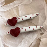 Load image into Gallery viewer, Red Heart Cherry Polka Dot Hair Clip Women S5P912