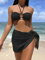 Load image into Gallery viewer, Three Piece Halter Solid Bikini Multi Color Women N5A981