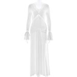 Load image into Gallery viewer, Pleated Bell Sleeve Open Back Dress Women N5A323