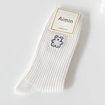 Load image into Gallery viewer, Cartoon Embroidered White Crew Socks Women M5A306