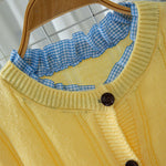 Load image into Gallery viewer, Ruffle Trim Short Cardigan Women Yellow N5A525