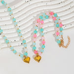 Load image into Gallery viewer, Heart Lucite Beaded Braided Necklace Stainless Steel N6E120