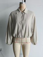 Load image into Gallery viewer, Puff Hem Zip Up Baseball Jacket Women N6A150