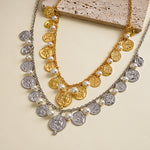 Load image into Gallery viewer, Metal Coin Rhinestone Pearl Tassel Choker Necklace N6H151