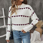 Load image into Gallery viewer, Heart Sweet Pullover Women Red White Casual N5A812