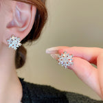 Load image into Gallery viewer, Christmas Snowflake Zircon Earrings Silver Needle S5P631