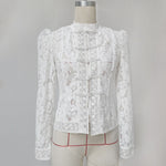 Load image into Gallery viewer, Lace Trim Stand Collar Blouse Women Office Elegant N5A798