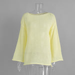 Load image into Gallery viewer, Sheer Round Neck Flare Sleeve Hollow Knit Top N6A098