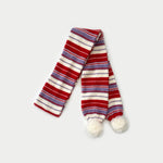 Load image into Gallery viewer, Womens Wool Blend Striped Pom Pom Knit Scarf N6K238