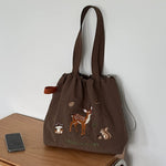 Load image into Gallery viewer, Cartoon Embroidered Nylon Shoulder Tote S5P380