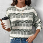 Load image into Gallery viewer, Green Thick Stripe Sweater Acrylic Knit Pullover N5A808