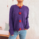 Load image into Gallery viewer, Floral Button Cardigan Women Pink Purple Street Style N5A877