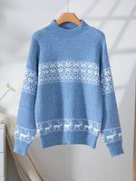 Load image into Gallery viewer, Snowflake Jacquard Half High Collar Knit Sweater N6H261