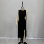 Load image into Gallery viewer, Black Slit Sleeveless Maxi Dress Women A Line Elegant N5A697