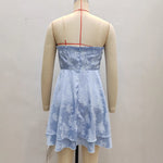 Load image into Gallery viewer, Blue Strapless Smocked Princess Satin Dress Women N5A939