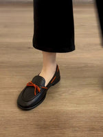 Load image into Gallery viewer, Retro Round Toe Flat Bow Slip-On Loafers Women N6C150