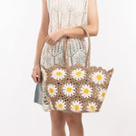 Load image into Gallery viewer, Handwoven Floral Bead Tote Large Multi Color Women S5P969