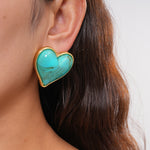 Load image into Gallery viewer, Womens Vintage Marbled Heart Acrylic Stud Earrings N6K152