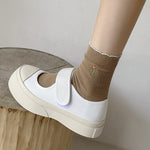 Load image into Gallery viewer, Lace Embroidery Cotton Mid-Calf Socks Women N6C154