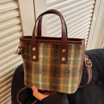 Load image into Gallery viewer, Plaid PU Bucket Bag Women Crossbody Shoulder Tote S5P720