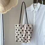 Load image into Gallery viewer, Black Rice Polka Dot Cotton Linen Bag Handheld Shoulder N6F183