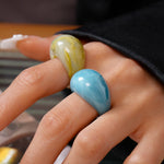 Load image into Gallery viewer, Vintage Candy Resin Oval Geometric Ring Women N6H095