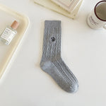 Load image into Gallery viewer, Cable Letter Crew Socks Women Cotton Stackable M5A305