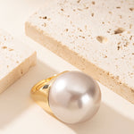 Load image into Gallery viewer, Statement Pearl Open Ring Adjustable Geometric N6H204