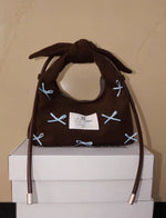 Load image into Gallery viewer, Embroidery Bow Tote Bag Women Boho Shoulder S5P813