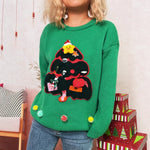 Load image into Gallery viewer, Christmas Tree Color Block Sweater Women N5A639