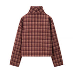 Load image into Gallery viewer, Red Checkered Stand Collar Jacket Women N5A674