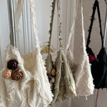 Load image into Gallery viewer, Linen Jacquard Crossbody Bag Rose Ruffle Tassel N6F101