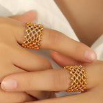Load image into Gallery viewer, Ring Titanium Steel Gold Plated Openwork S5P020