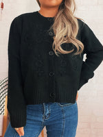 Load image into Gallery viewer, Floral Embroidered Cardigan Women Solid Color Knit N5A834