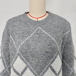 Load image into Gallery viewer, Diamond Color Block Sweater Loose Fit Round Neck N5A828