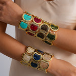 Load image into Gallery viewer, Vintage Acrylic Ombré Geometric Segment Bangle Women N6H082