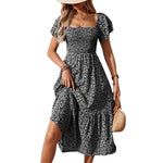 Load image into Gallery viewer, Smocking Square Neck Floral Summer Dress Women N6A204