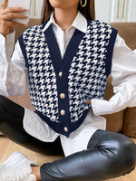 Load image into Gallery viewer, Houndstooth Sleeveless Vest V-neck Women N6B034