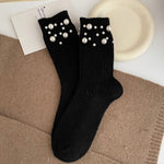 Load image into Gallery viewer, Pearl Rivet Beaded Rabbit Wool Blend Stack Socks N6H036