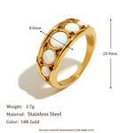 Load image into Gallery viewer, Opal French Ring Steel 18K Gold Vintage Luxury S5P021