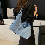 Load image into Gallery viewer, Women's Large Denim Tote Shoulder Handbag N6J201