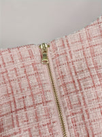 Load image into Gallery viewer, Pink Tweed Sleeveless Cardigan Vest Women Short N5A937