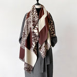 Load image into Gallery viewer, Leopard Faux Cashmere Scarf Women Warm Poly Cape M5A328