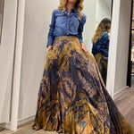 Load image into Gallery viewer, Retro Print Maxi Dress Women Multi color N5A516