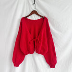 Load image into Gallery viewer, Reversible Bow Tie Cardigan Short Crochet Knit Front N5A840