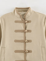 Load image into Gallery viewer, Loose Fit Knot Button Stand Collar Jacket Women N6H127