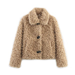 Load image into Gallery viewer, Khaki Faux Fur Notch Collar Jacket Women N5A748