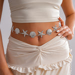 Load image into Gallery viewer, Pleated Metal Starfish Shell Waist Chain Necklace N6H136