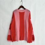 Load image into Gallery viewer, Oversized Stripe Knit Sweater Women Pink Black Color N5A831